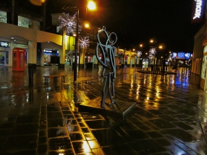 A rainy West Street at around seven this evening...