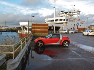 Red car at Town Quay...