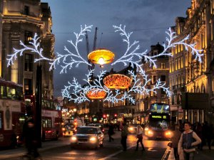 Christmas lights at the top end of Regent Street, near Oxford Circus...