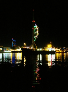 Spinnaker Tower, and reflections, as seen from aboard the Gosport Ferry...